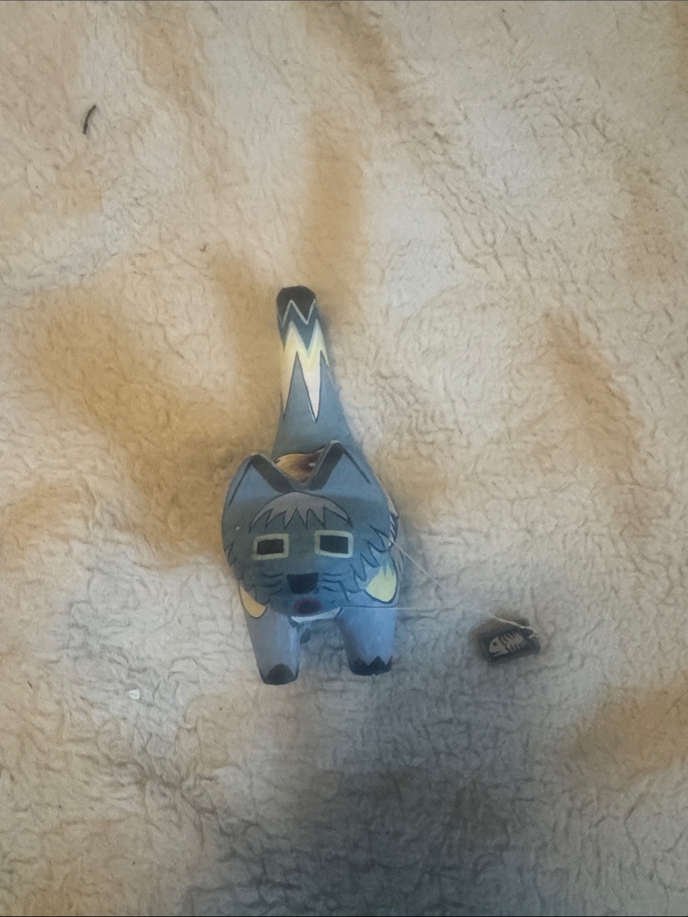 Robert Shields Hand-Painted Blue Cat Figurine paper mache